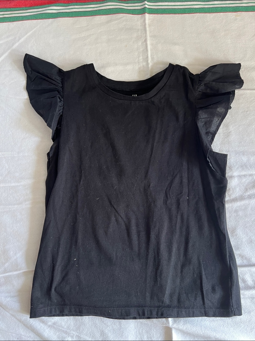 Gap kids black cotton ruffle sleeve Tee